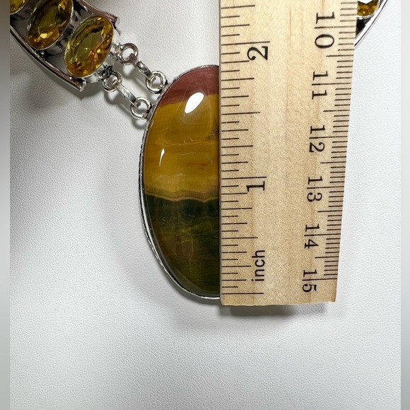 Mookaite Citrine 925 Large Gemstone Necklace & Earrings - Picture 4 of 7